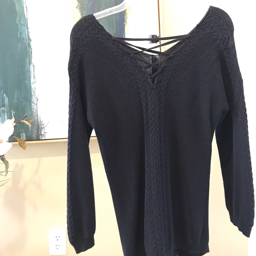 Navy Braided Sweater